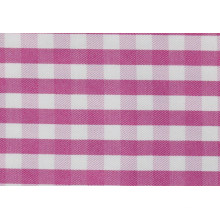 Pink/White Checks Twill CVC Yarn Dyed Fabric Shirting